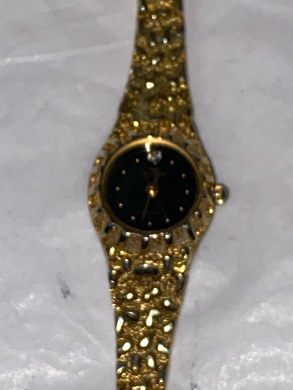 Waltham’s Gold-Tone Women’s Bracelet Watch with Black Dial